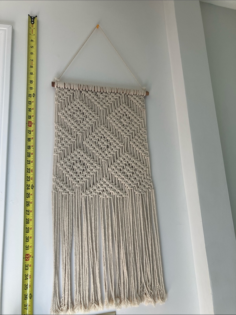 Macramé Wall Hanging With Wooden Dowel - Picture 4 of 5